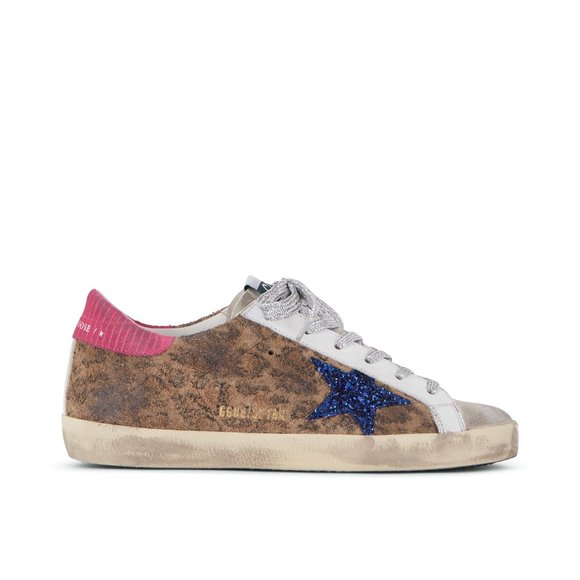 NIB Golden Goose Super-Star Leopard & Blue Glitter Star Sneaker, 38 - Picture 3 of 13